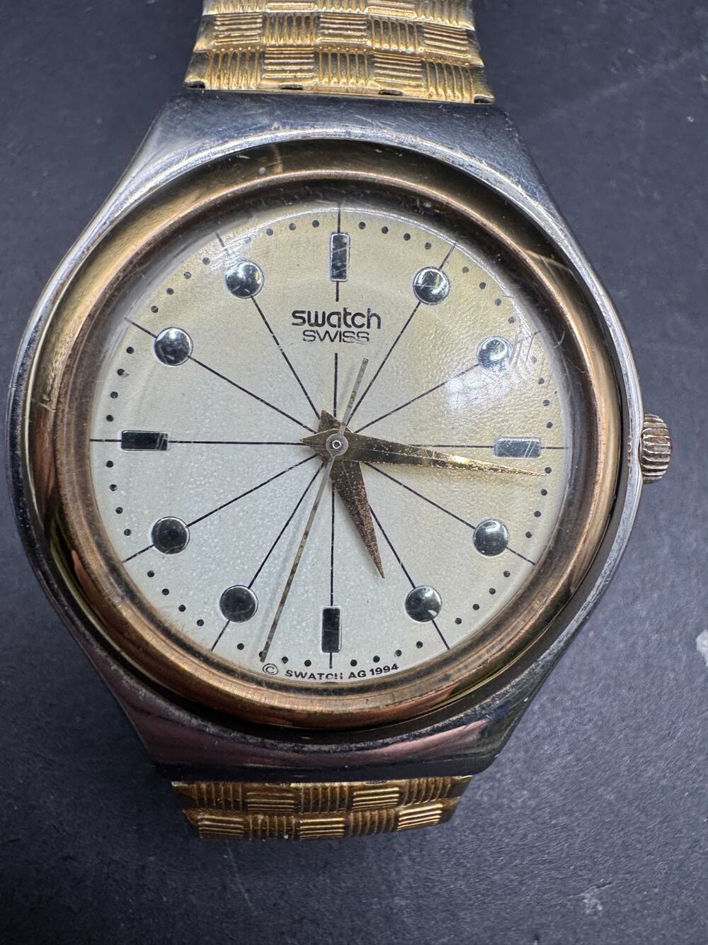 SWATCH WATCH COLLIER Irony Big Standard YGS104 Two Tone Stretch Band 35mm